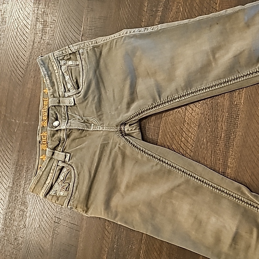 Rock Revival Skinny Jeans. High stretch! Size 25, Gray w/ Silver stitching!
